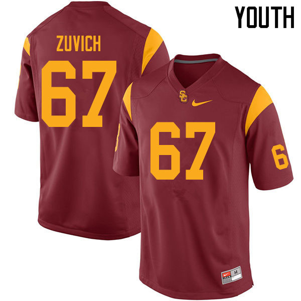Youth #67 Mark Zuvich USC Trojans College Football Jerseys Sale-Cardinal